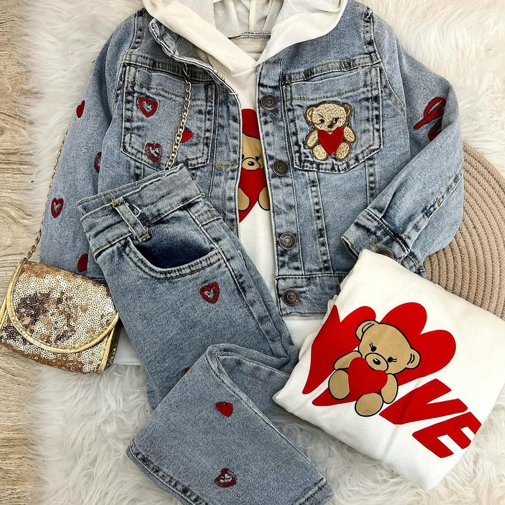 Conjuntinho desenhos 093 (3 PEÇAS) (JEANS)