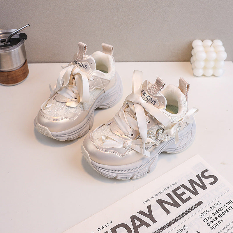 Tênis Infantil Feminino Lacinhos e Brilhos