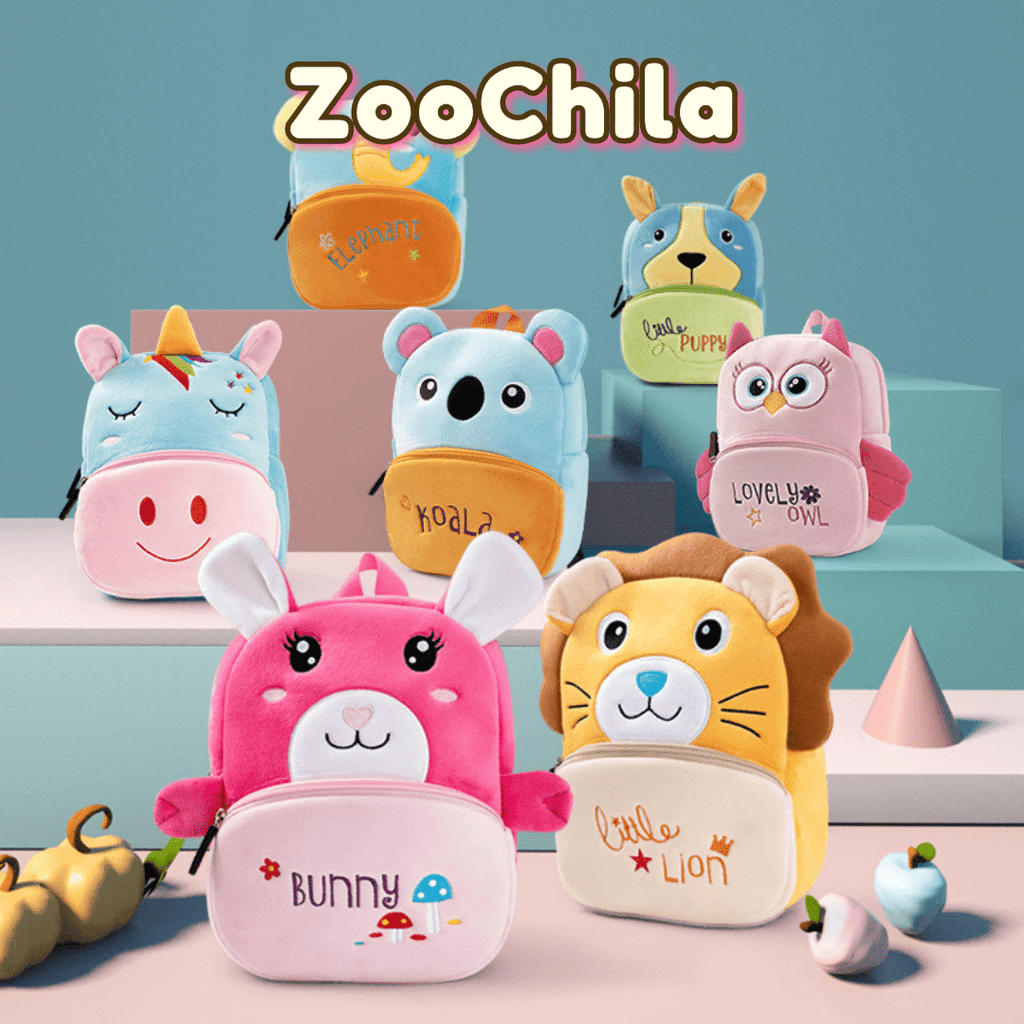 ZooChila – Mochila Infantil de Pelúcia com Design de Animais para Acompanhar as Aventuras dos Pequenos🐾